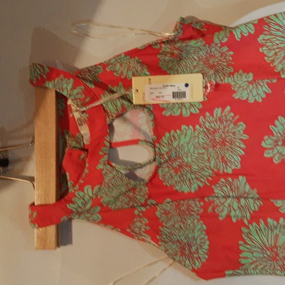 A-line dress in Coral and Teal - Picture 2 of 3